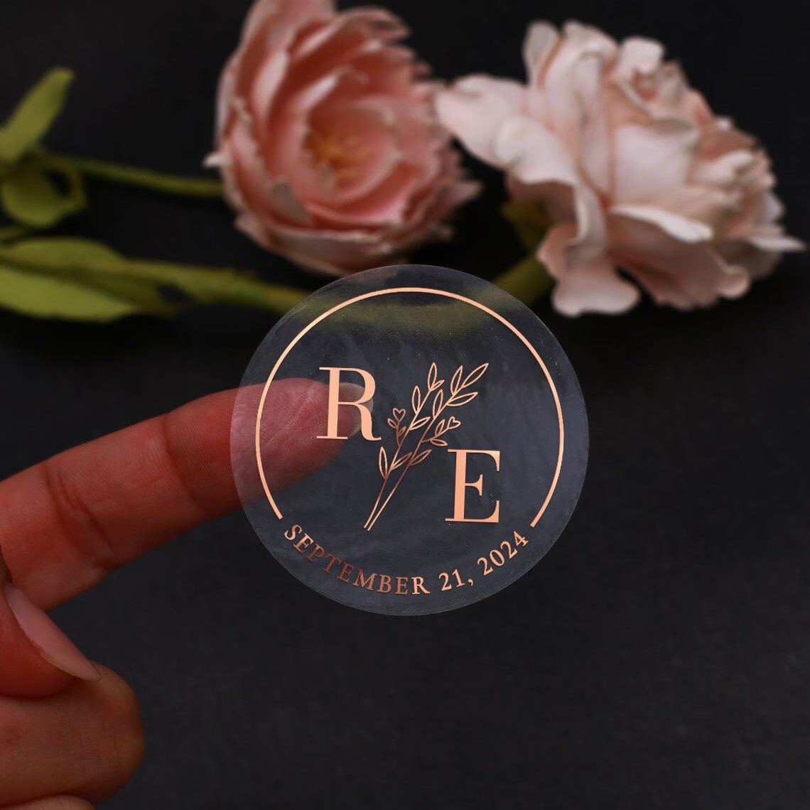Wedding Envelopes - Şeffaf Botanik Düğün Etiketleri, Kişiselleştirilmiş Folyo