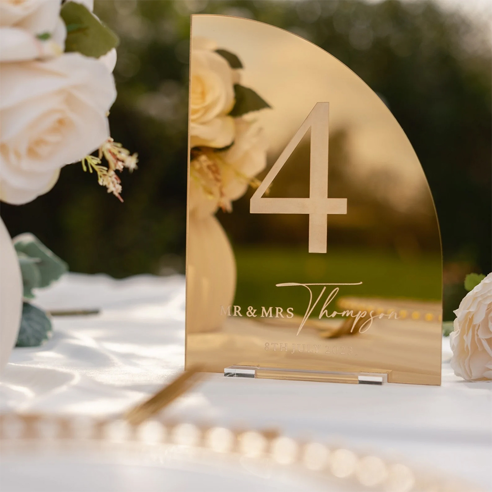 Table Number Gold - Kişiye Özel Düğün Bar Tabelası Akrilik